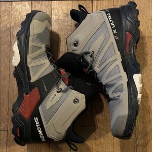Salomon Men's X Ultra 4 Hiking Shoes boots- Gray, Black, and Red size 14